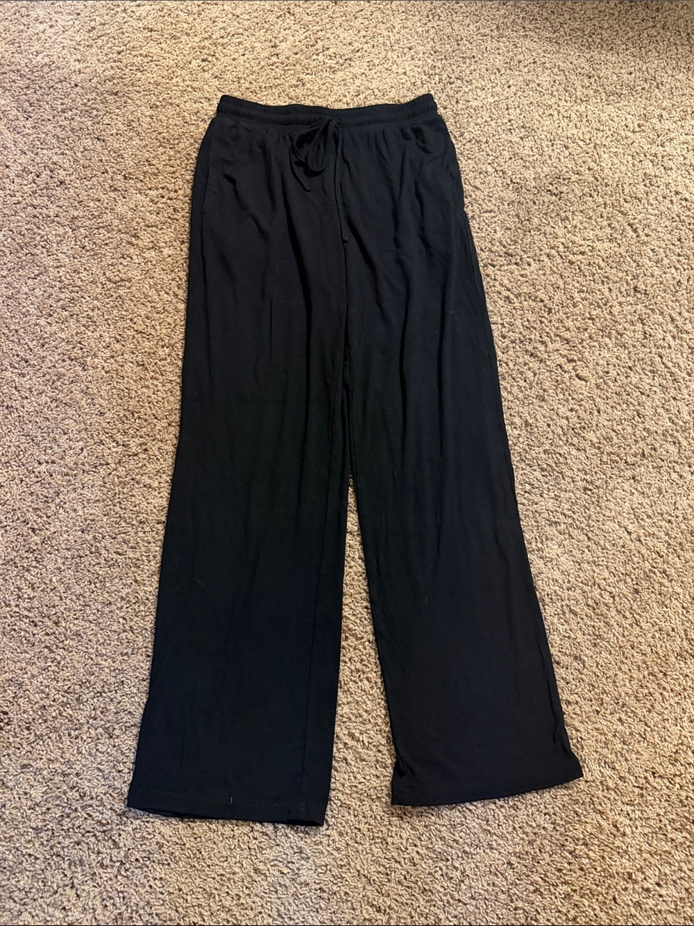 Wide Leg Black Drawstring Lounge Pants for Women